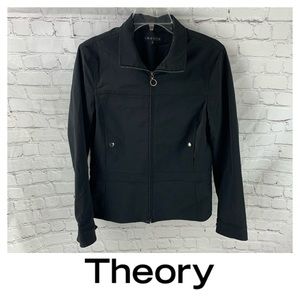 Theory Black Zippered Shirt Coach Jacket